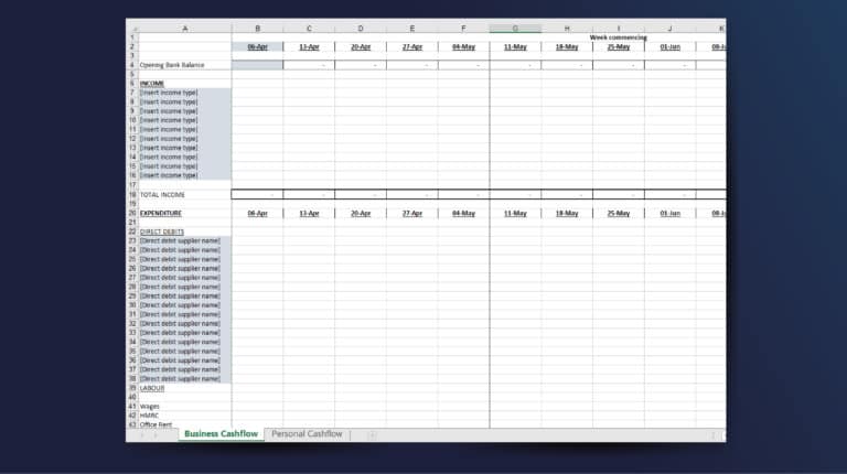 free cash flow template