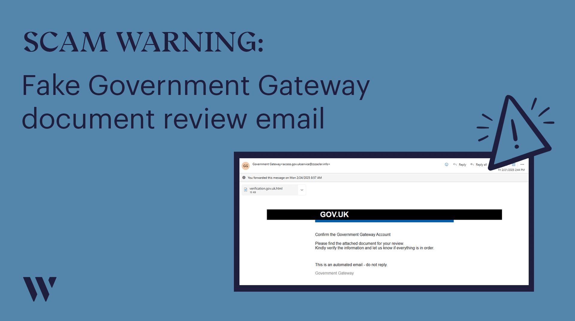 Warning: fake Government Gateway email - February 2025 | Whyfield Accountants in Truro, Cornwall